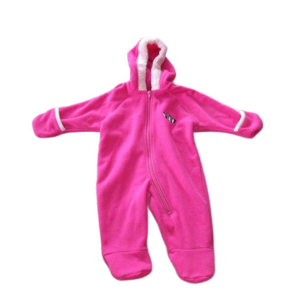 Okie Dokie Hooded Fleece‎ Full Zip Cuffed Snowsuit Infant Girls 3-6M Pink Hearts